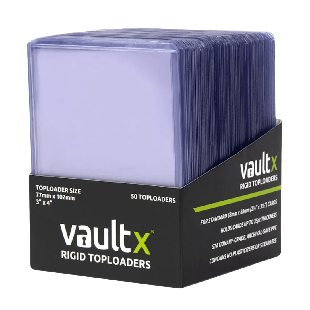 Image of a box of 50 VaultX toploaders