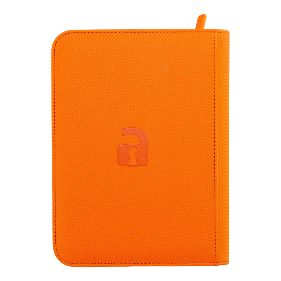 Image of the back of a VaultX Orange 9 Card Zip Binder