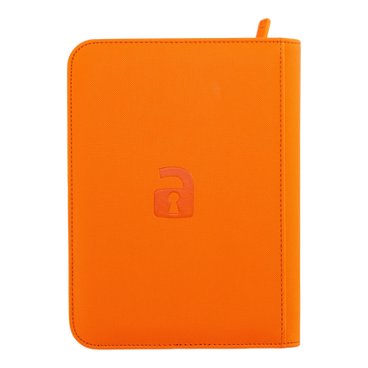 Image of the back of a VaultX Orange 9 Card Zip Binder