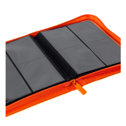 Image of open VaultX Orange 9 Card Zip Binder