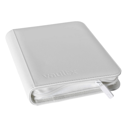 Image of laid down VaultX white zip binder